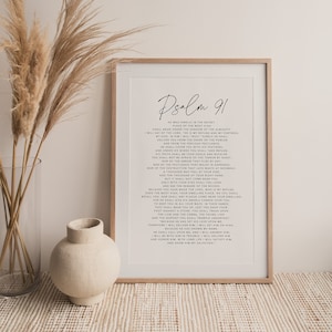 Psalm 91 Printable, Psalm 91 Wall Art, Bible Verse Printable, Christian Printable, Modern Christian Wall Art, Psalm 91 Digital Download