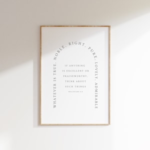 Philippians 4:8, Whatever is True, Bible Verse Printable, Modern Christian Wall Art, Christian Print, Scripture Wall Decor, Minimalistic Art