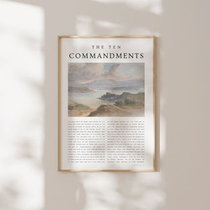 The Ten Commandments Printable, Ten Commandments Wall Art, Vintage Christian Prints, Vintage Bible Verse Wall Art, Ten Commandments Poster