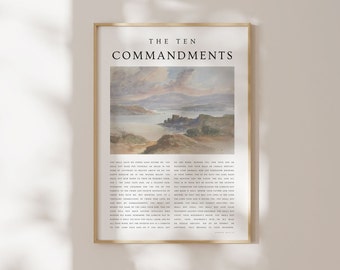 The Ten Commandments Printable, Ten Commandments Wall Art, Vintage Christian Prints, Vintage Bible Verse Wall Art, Ten Commandments Poster