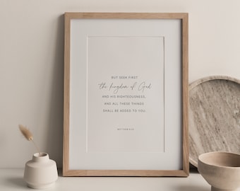 Matthew 6:33, Seek First the Kingdom of God, Bible Verse Printable, Scripture Wall Art, Christian Printable, Christian Home Decor Wall Art