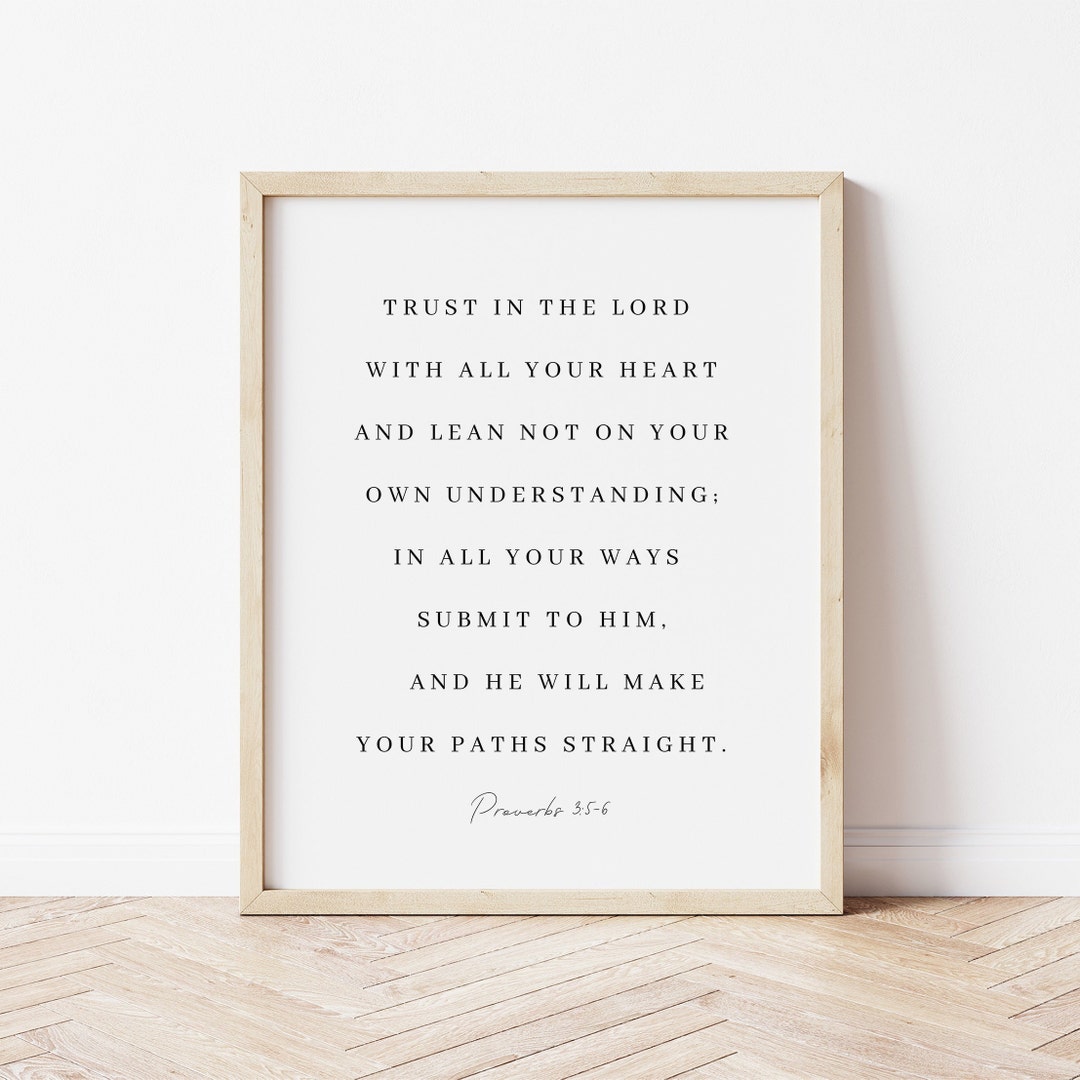 Proverbs 3:5-6, Trust in the Lord, Bible Verse Wall Art, Scripture ...