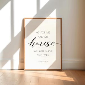 Joshua 24:15, As For Me & My House, Modern Christian Printable, Bible Verse Wall Art, Christian Home Wall Art, Entryway Scripture Printable
