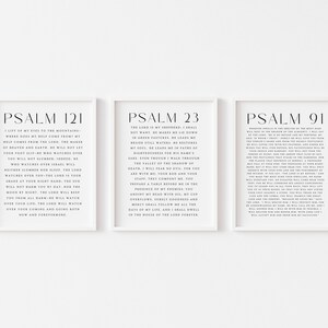 Set of 3 Christian Prints, Set of 3 Bible Verse Wall Art, Psalm Prints ...
