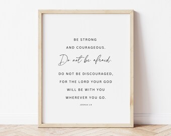 Joshua 1:9, Be Strong & Courageous, Nursery Bible Verse Wall Art, Christian Nursery Print, Nursery Scripture, Nursery Bible Verse Printable