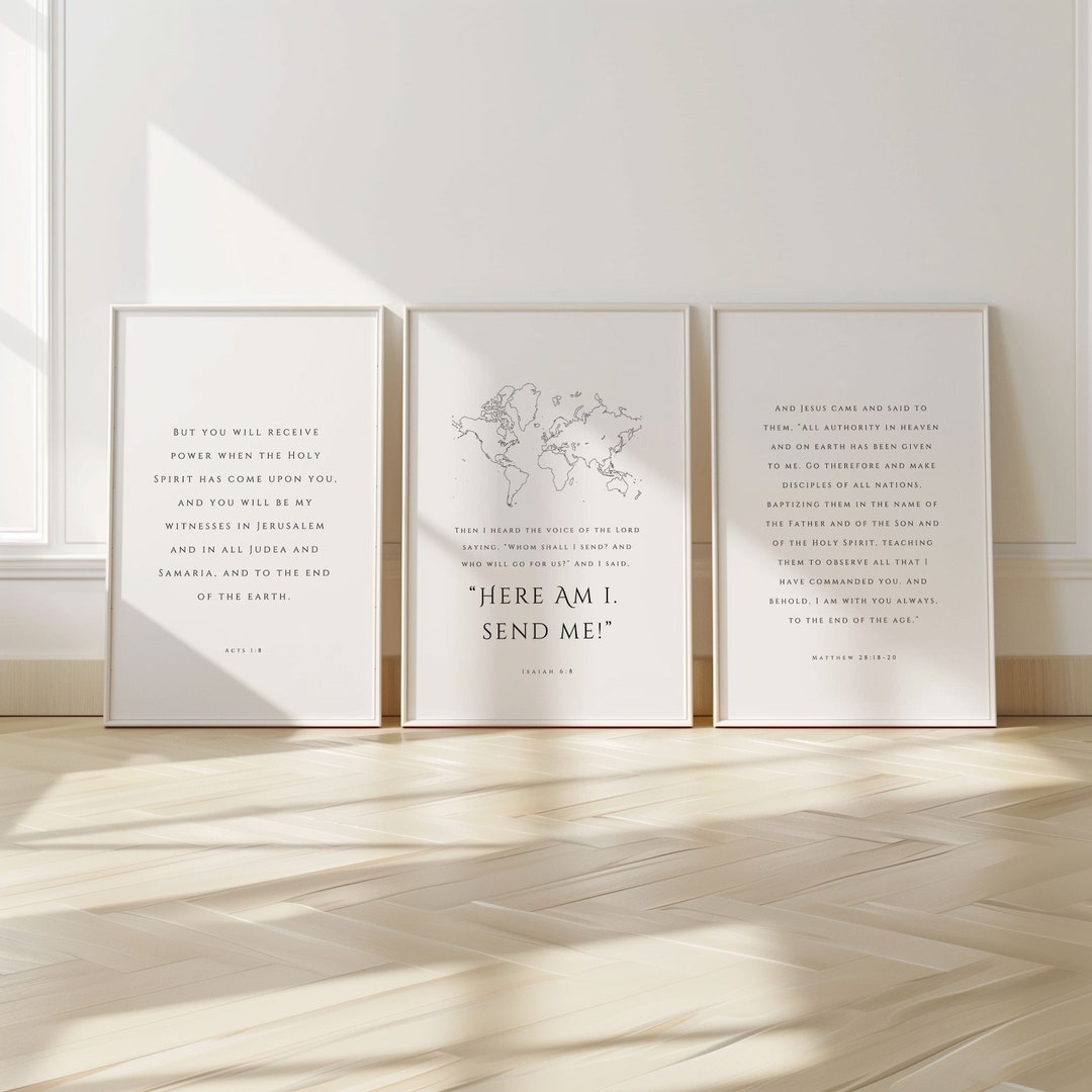 Bible Verse Wall Art Set of 3, Christian Scripture Prints (digital ...