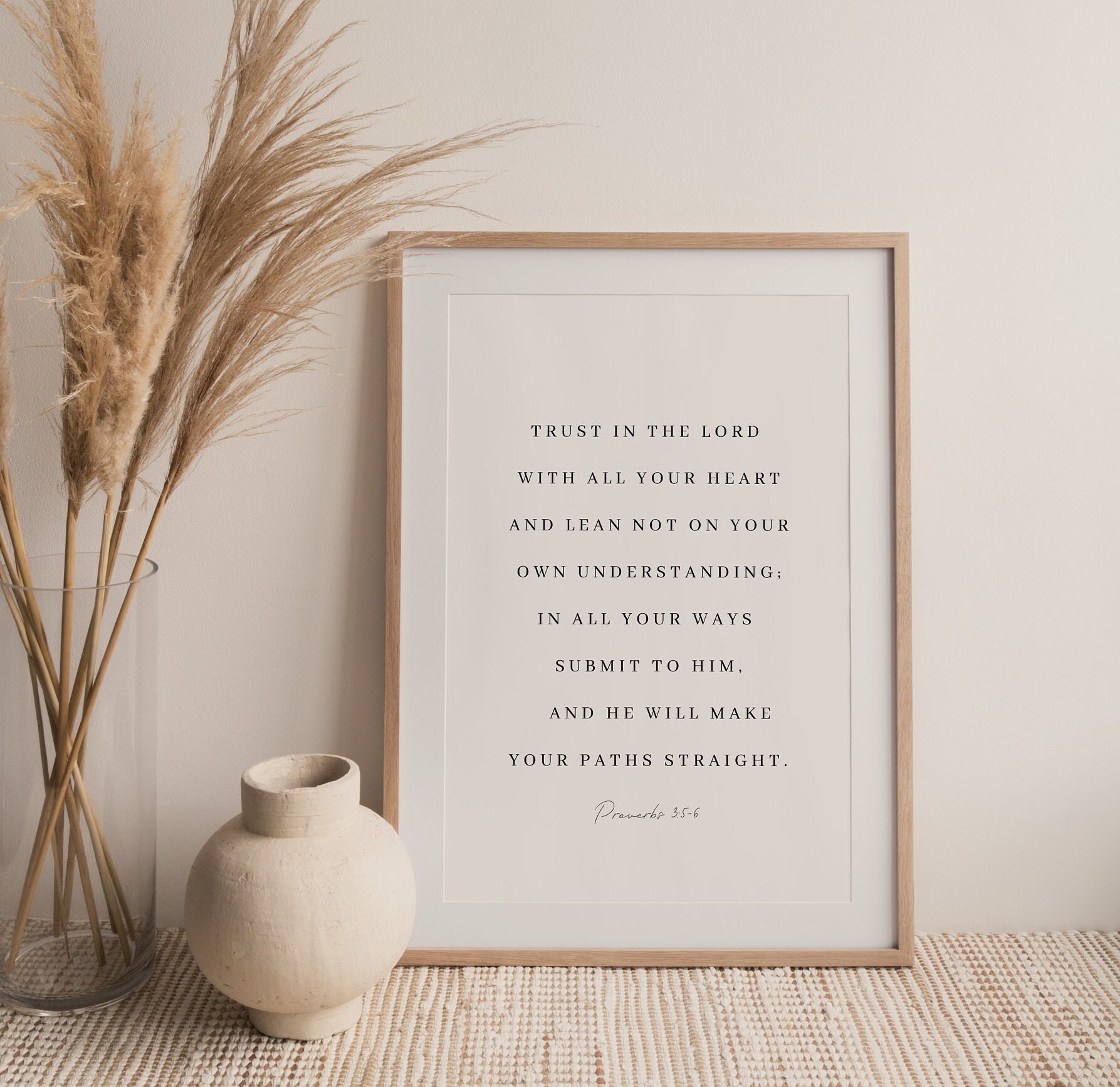 Proverbs 3:5-6, Trust in the Lord, Bible Verse Wall Art, Scripture ...