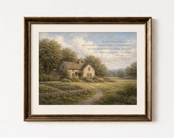 Proverbs 24:3-4 Vintage Landscape Print, Christian Scripture Wall Art (Digital Download)