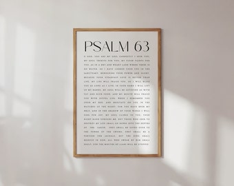 Psalm 63, O God You are My God; Earnestly I Seek You, Modern Christian Printable, Minimal Bible Verse Wall Art, Psalm Print, Scripture Print