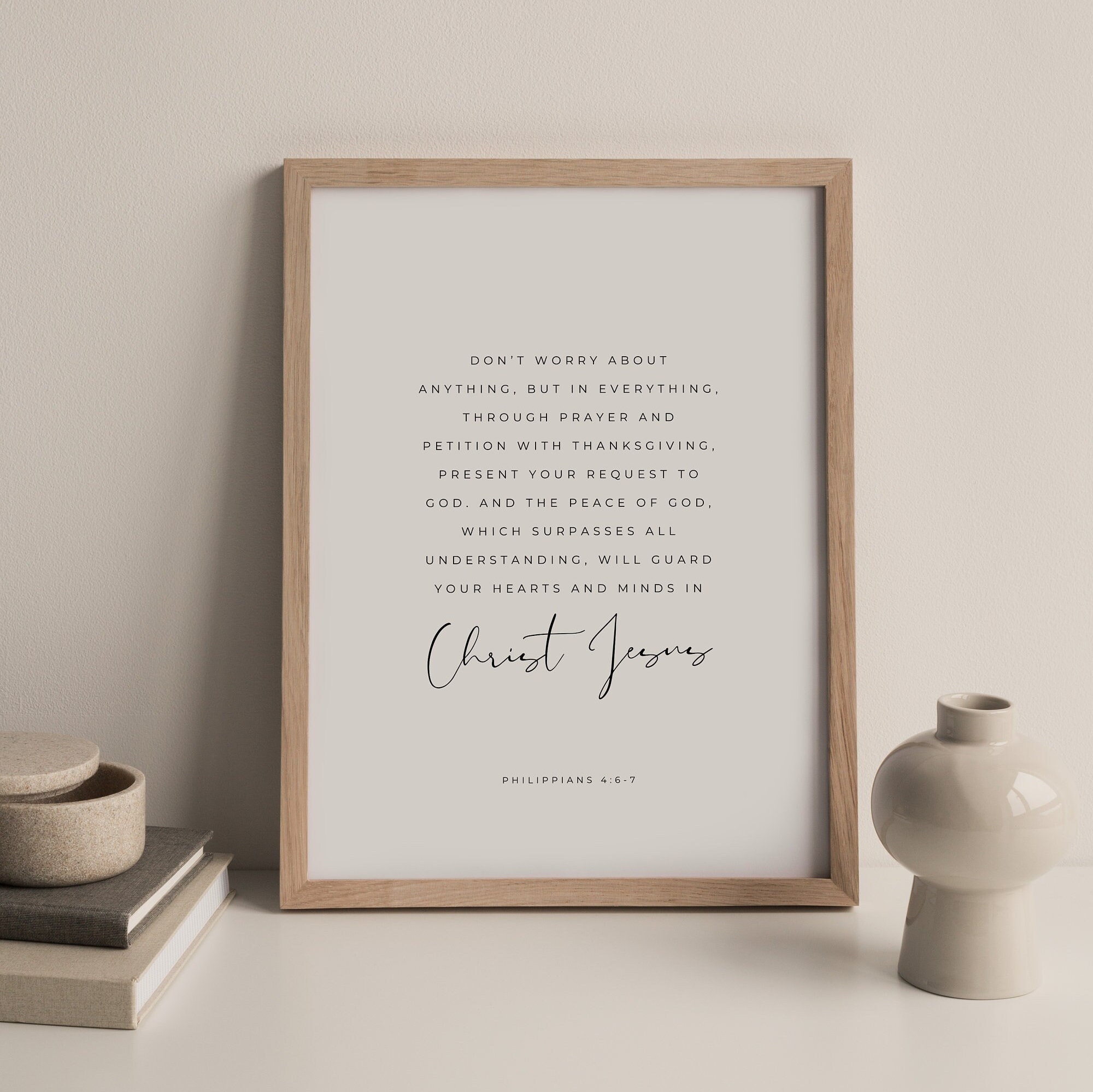 Philippians 4:6-7, Don't Worry About Anything, Bible Verse Wall Art ...