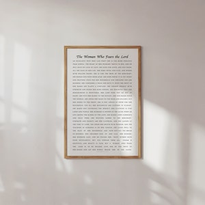 Proverbs 31:10-31, The Women Who Fears the Lord, Christian Printable, Bible Verse Wall Art, Proverbs 31 Printable, Women Scripture Wall Art