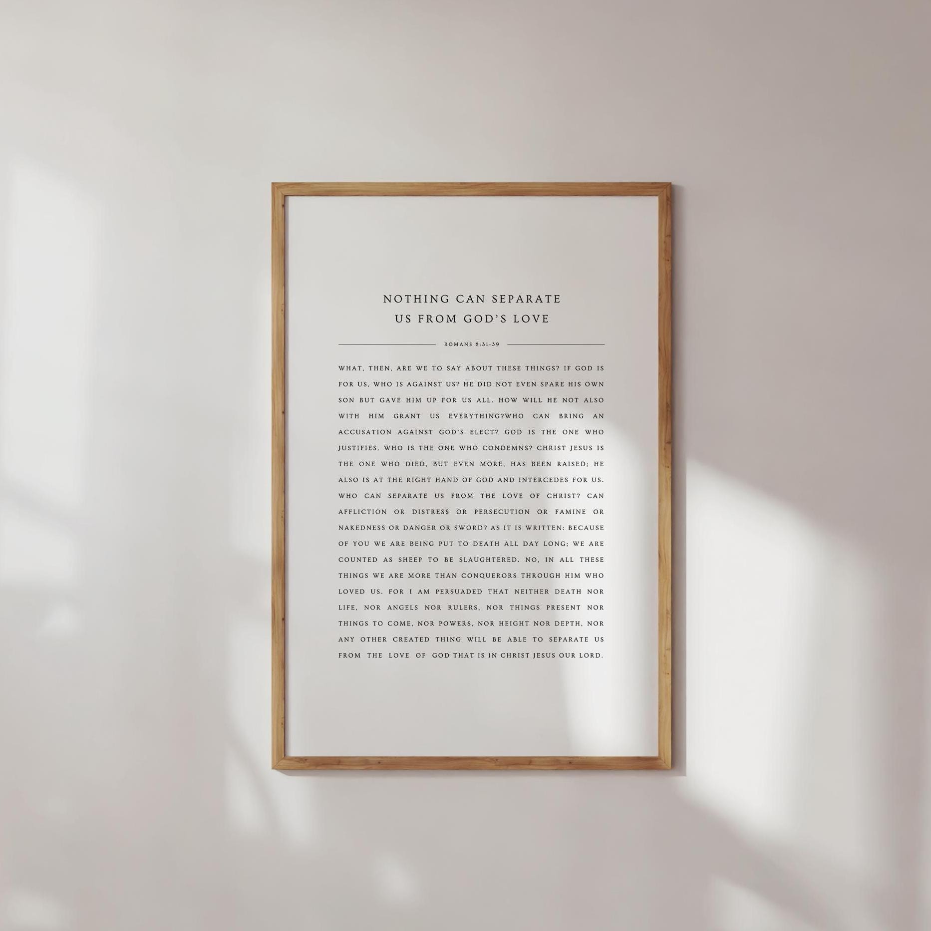 Romans 8:31-39, Nothing Can Separate Us From God's Love, For I am Persuaded, Bible Verse Printable, Christian Wall Art, Minimal Scripture