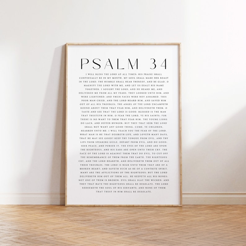 Psalm 34 Bible Verse Print, Christian Wall Art (digital Download) - Etsy