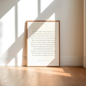 Job 11:14-18, You Will be Secure Because There is Hope, Modern Christian Printable, Christian Wall Art, Bible Verse Wall Art Scripture Print