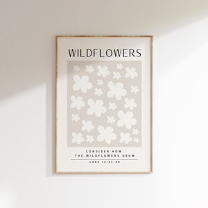 Luke 12:27, Overweeg hoe de wilde bloemen groeien, Bijbelvers Wall Art, Boho Wall Art, Modern Christian Printable, Minimalistisch, Boho Art