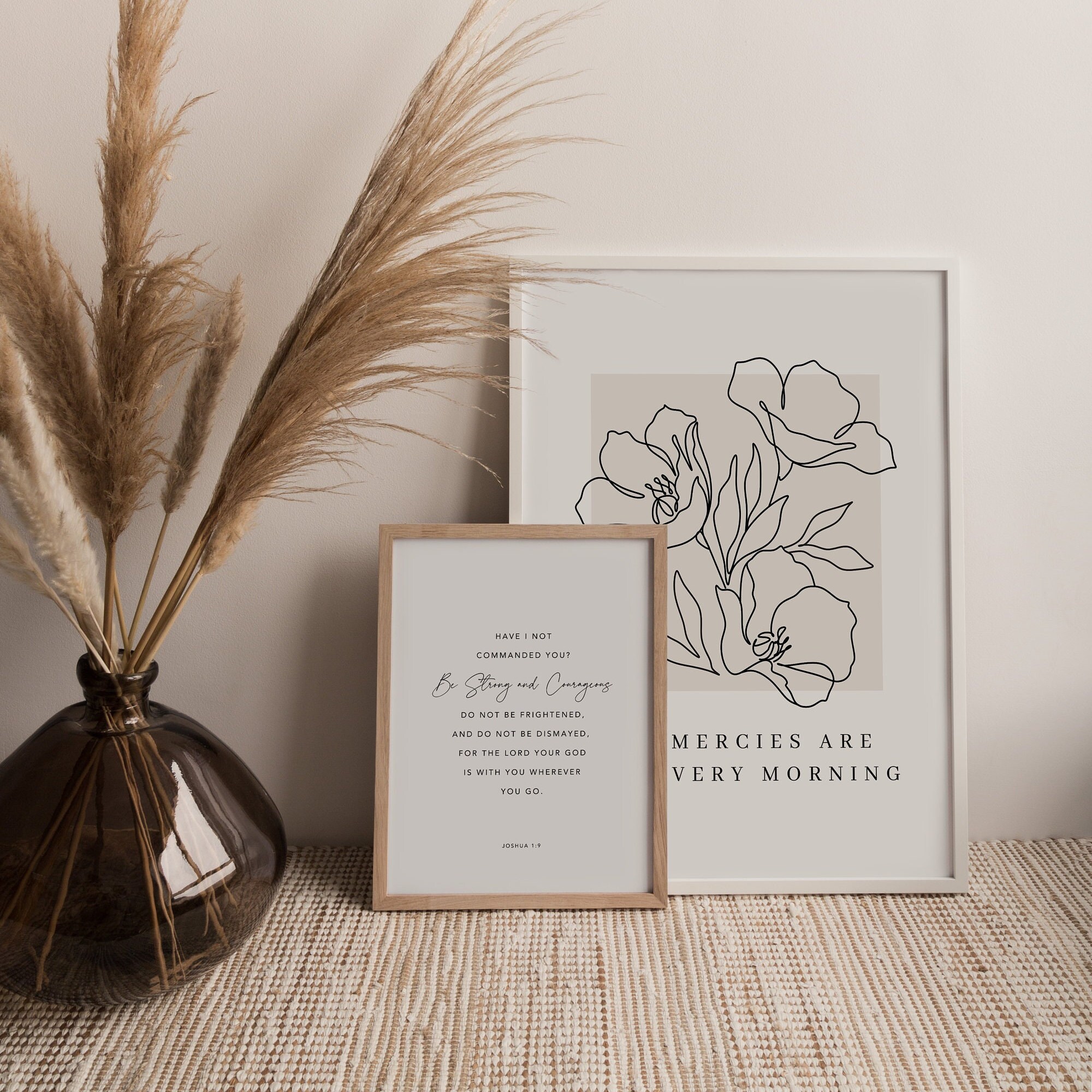 PHAMTE Wandbild „His Mercies Are New Every Morning“ – Bibelvers Lamentations 3:23, Gerahmt, 27,9x35,6 Cm