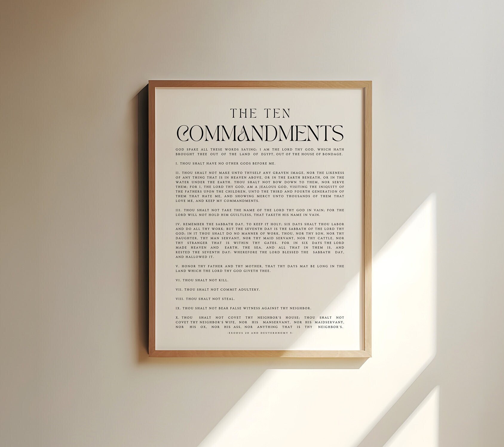 Exodus 20, the 10 Commandments Printable, the Ten Commandments Wall Art ...