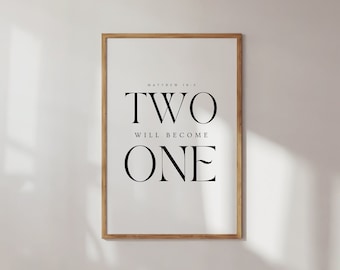 Matthew 19:5, Two Will Become One, Christian Wedding Printable Wedding Bible Verse Wall Art, Wedding Scripture Print, Minimal Wedding Poster