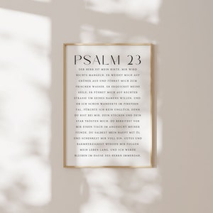Psalm 23, Der Herr ist Mein Hirte, Christliche Wandkunst, Biblevers Poster, Duitse christelijke afdrukbare, Duitse bijbelvers kunst aan de muur, minimaal