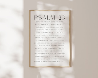 Psalm 23, Der Herr ist Mein Hirte, Christliche Wandkunst, Biblevers Poster, German Christian Printable, German Bible Verse Wall Art, Minimal