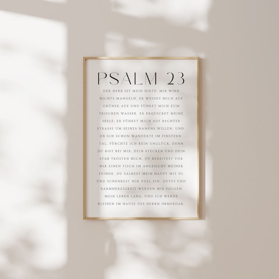 Psalm 23, Der Herr ist Mein Hirte, Christliche Wandkunst, Biblevers Poster, German Christian Printable, German Bible Verse Wall Art, Minimal