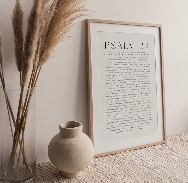 Psalm 34 Bible Verse Print, Christian Wall Art (digital Download) - Etsy