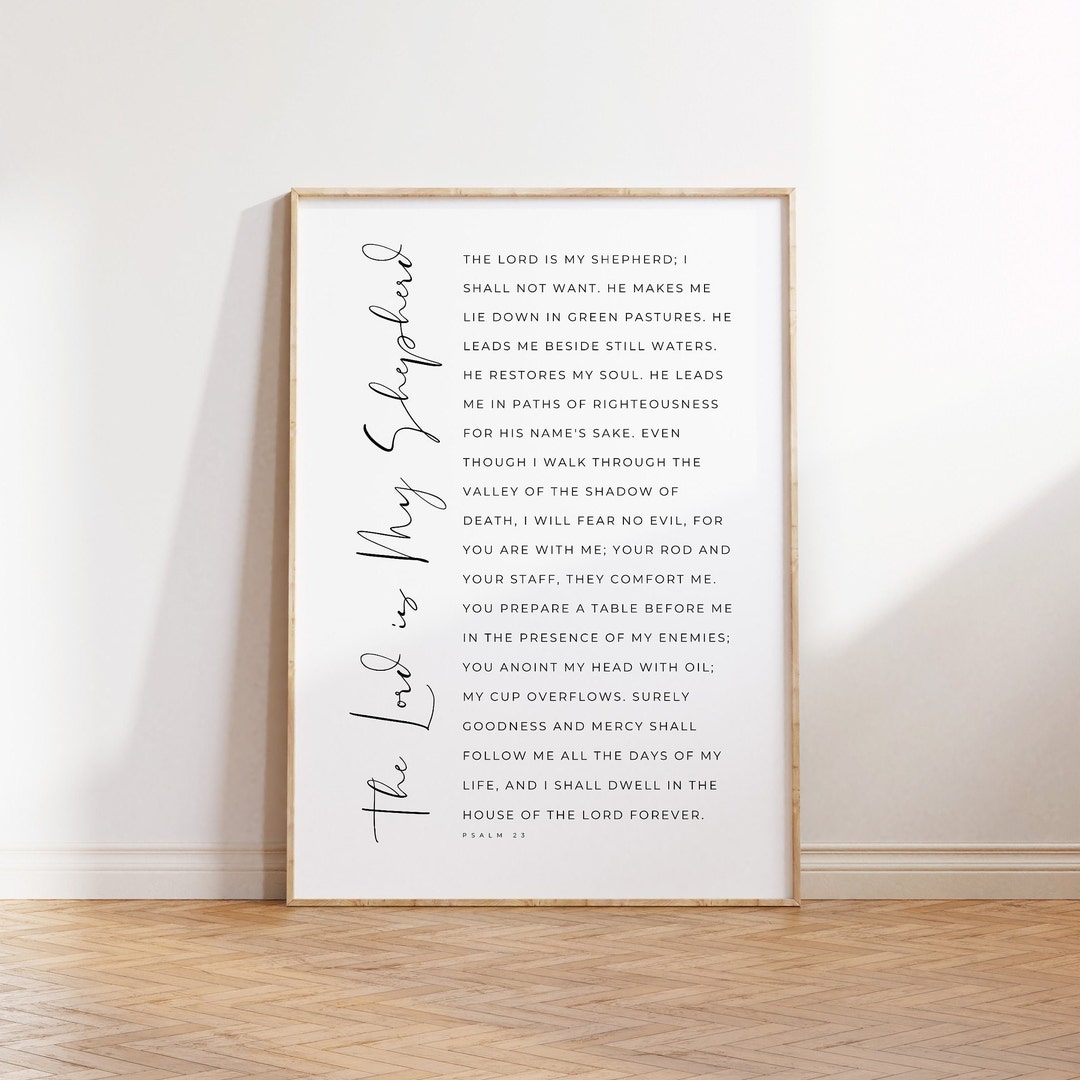 Psalm 23, the Lord is My Shepherd Printable, Psalm 23 Wall Art, Bible ...