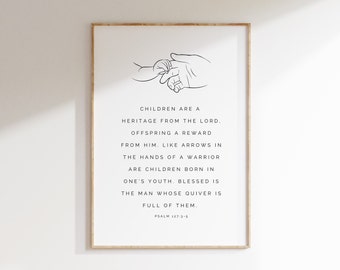 Psalm 127:3-5 Christian Nursery Art, Bible Verse Printable (Digital Download)
