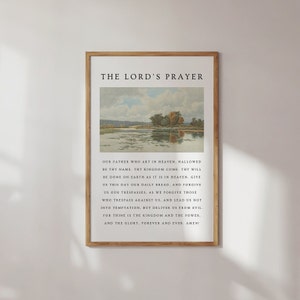 The Lord's Prayer Printable, The Lord's Prayer Wall Art, Vintage Christian Prints, Vintage Scripture, Bible Verse Printable, Vintage Poster