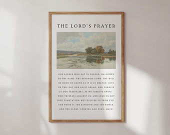 The Lord&#39;s Prayer Printable, The Lord&#39;s Prayer Wall Art, Vintage Christian Prints, Vintage Scripture, Bible Verse Printable, Vintage Poster