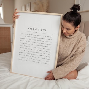 Matthäus 5: 13-16, Salz & Licht, du bist das Salz, du bist der Lichtdruck, christliche Wandkunst druckbare, Bibel-Vers-Wandkunst-Schrift-Druck