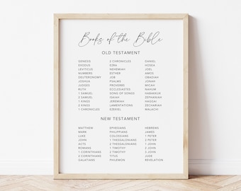 Books of the Bible Poster, Books of the Bible Printable, Sunday School Poster, Sunday School Decor, Christian Educational Poster Printable