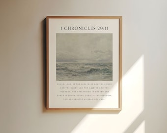 1 Chronicles 29:11 Bible Verse Printable, Vintage Christian Wall Art (Digital Download)
