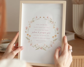 Jeremiah 29:11 Bible Verse Printable, Christian Nursery Decor (Digital Download)
