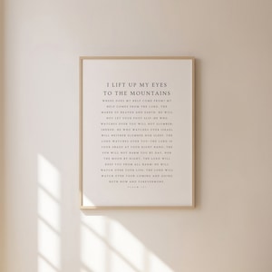 Psalm 121, I Lift Up My Eyes to the Mountains, Minimal Christian Wall Art, Bible Verse Printable, Minimal Scripture Wall Art Christian Print