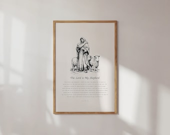 Psalm 23, The Lord is My Shepherd Wall Art, Vintage Psalm 23 Printable, Psalm 23 Poster, Psalm 23 Wall Art, Christian Bible Verse Printable