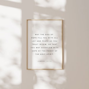 Romans 15:13, May the God of Hope Fill You, Christian Printable, Bible Verse Wall Art, Bible Verse Printable, Scripture Printable Wall Art