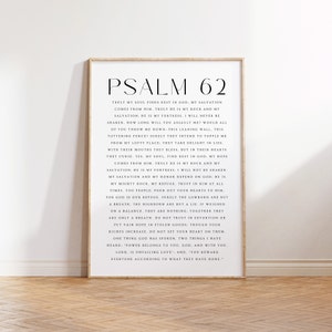 Psalm 62, Truly My Soul Finds Rest in God, Modern Christian Printable, Psalm Prints, Bible Verse Wall Art, Scripture Prints, Christian Decor