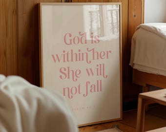 Psalm 46:5 Christian Girl Bedroom Wall Art, Bible Verse Print (Digital Download)