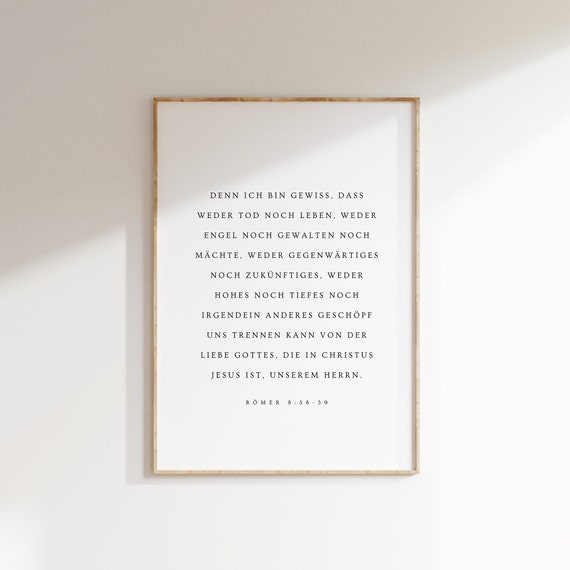 Romans 8:38-39, For I Am Persuaded, German Christian Printable, German Bible Verse, Christliche Wandkunst, German Scripture Prints, Minimal