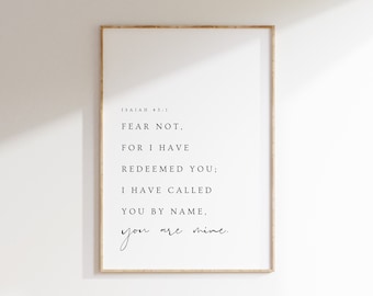 Isaiah 43:1 Bible Verse Print, Minimalist Scripture (Digital Download)