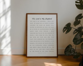 Psalm 23, de Heer is mijn herder, Psalm Print, Christian Printable, Modern Christian Wall Art, Bijbelvers Wall Art, Psalm Schrift Print