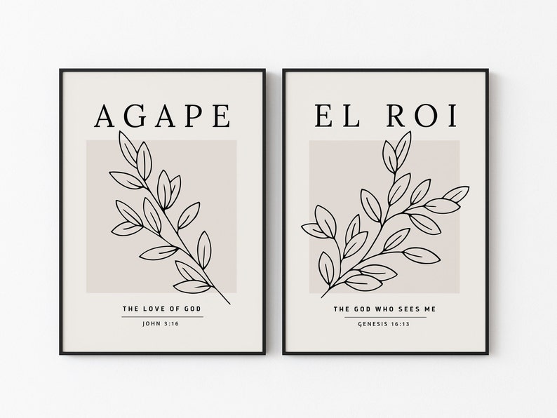 Agape Printable, El Roi Printable, Agape Wall Art, Set of 2 Bible Verse ...