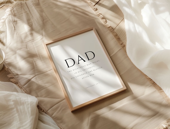 Proverbs 20:7 Dad Print, Christian Father's Day Gift (Digital Download)