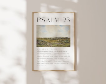 Psalm 23 Wall Art, The Lord is My Shepherd Print, Psalm 23 Printable, Vintage Bible Verse Printable, Vintage Christian Prints, Scripture Art