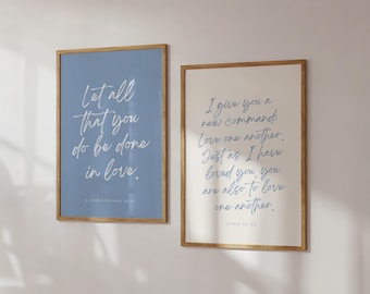 Bible Verse Art Prints, Christian Scripture, Set of 2 (Digital Download)