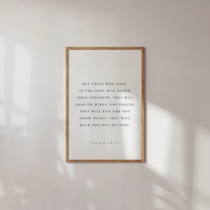 Isaia 40:31, Ma coloro che sperano nel Signore rinnoveranno la loro forza, Stampabile cristiana moderna, Arte da parete con versetto della Bibbia, Stampe delle Scritture