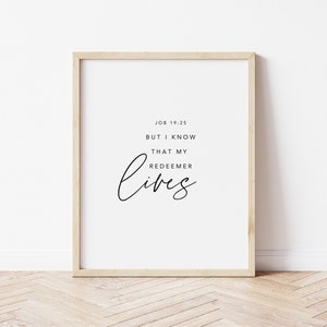 Job 19:25, But I Know that My Redeemer Lives, Bible Verse Wall Art, Scripture Wall Art, Christian Printables, Bible Verse Printable Wall Art