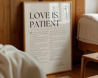 1 Corinthians 13 Print, Love Is Patient, Bible Verse Art (Digital Download)