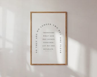 Matthew 19:6 Wedding Scripture Print, Christian Wall Art (Digital Download)